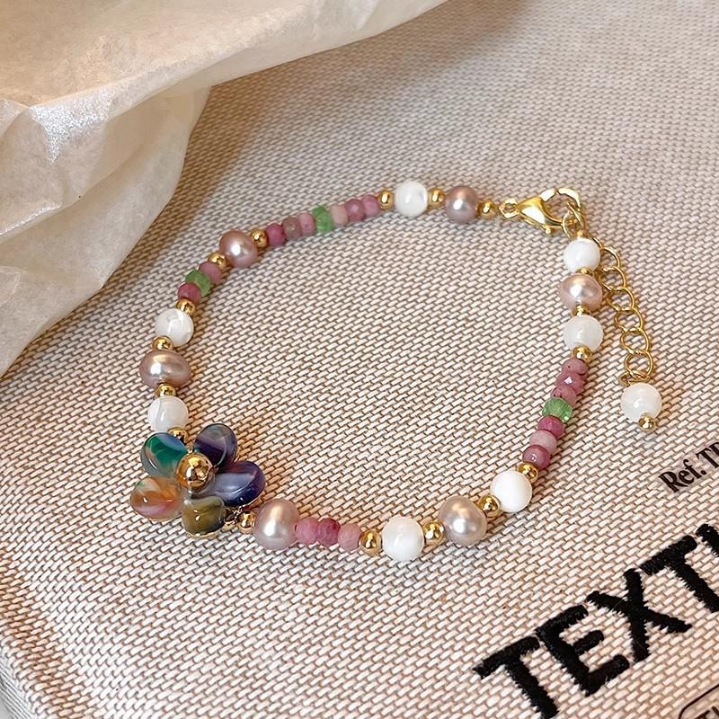 Цветной Цветочный Жемчужный Браслет Женский Браслет Новогодний Подарок Девушке Украшения