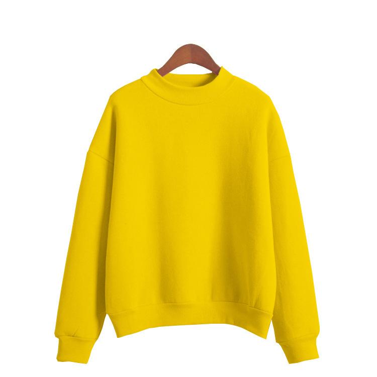 Women's Long Sleeve Sweatshirt Mock Neck Fresh Sweet Pullover Solid Color Casual Top