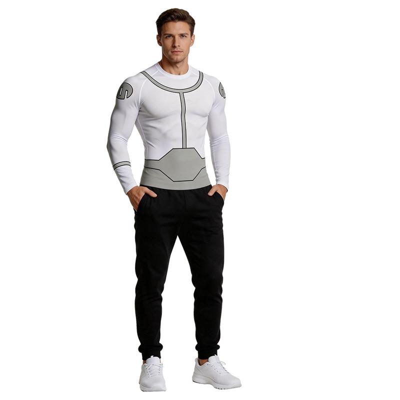 Invincible Mark Grayson Cosplay Thragg Costume Déguisement T-shirt Rash Guard BJJ Manches Courtes Homme Viltrumite Sport Gym Shirt S white