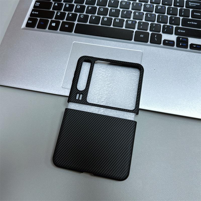 Applicable to Huawei Pura X borderless magnetic folding leather mobile phone case Kevlar carbon fiber anti-drop protective case