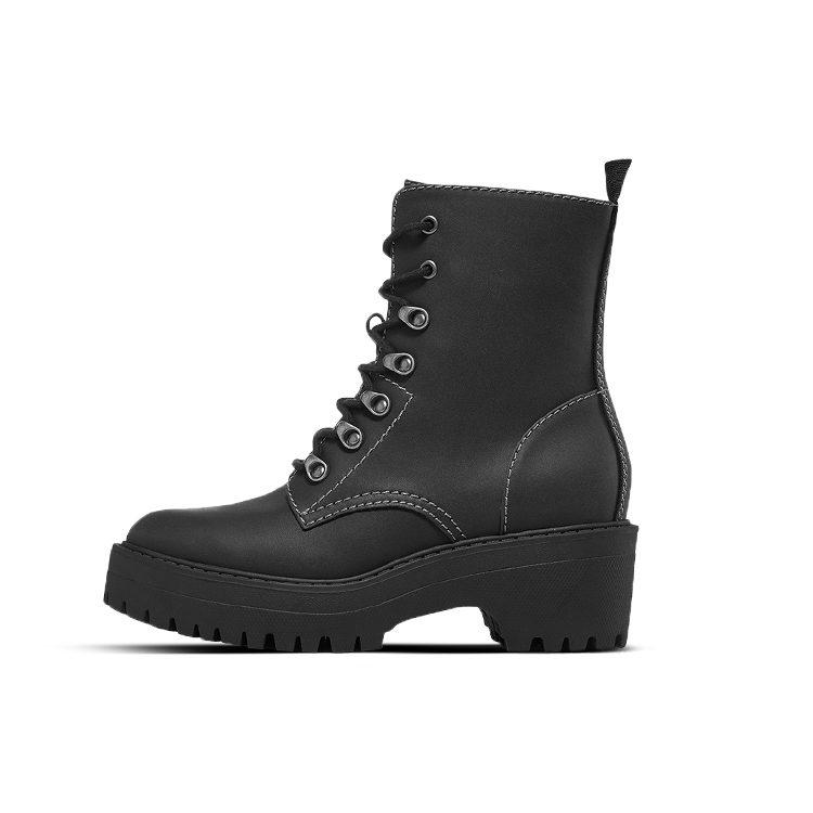 Skechers British Style Height Increasing Casual Versatile, Thermal Fleece Lined Short Combat Boots Women's All Black 167290-BBK