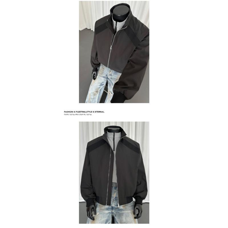 Men S Retro Stand Collar American Short Loose Flight Jacket Bomber Coat