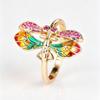 Luxury Animal Female Rainbow Stone Engagement Dragonfly Ring Vintage Gold Color Wedding Fashion Jewelry for Women