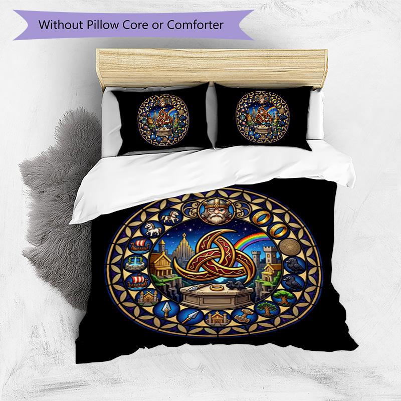 Mythology Symbols Pattern Bedding,Quilt Set Quilt Cover Pillowcase Home Birthday Gift (1*duvet cover+2*pillowcase,without core)
