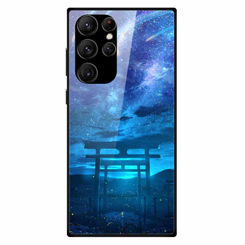 For Samsung S24 Ultra Case Tempered Glass Fashion Hard Back Cover for Galaxy S24Ultra 5G Cases Luxury Bumper S24 Plus S24 FE S24
