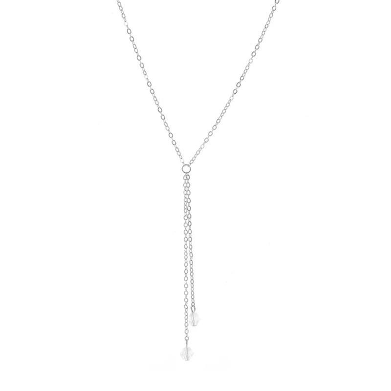 Fashion Ladies Elegant Temperament Alloy Necklace, Simple Opal Crystal Tassel Necklace