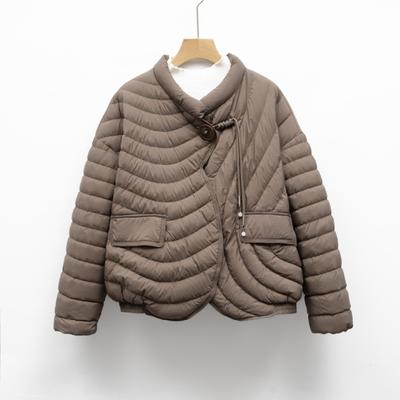 Down Jacket New National Standard 90 Down Casual Autumn and Winter Light and Simple Solid Color Round Neck Loose Coat