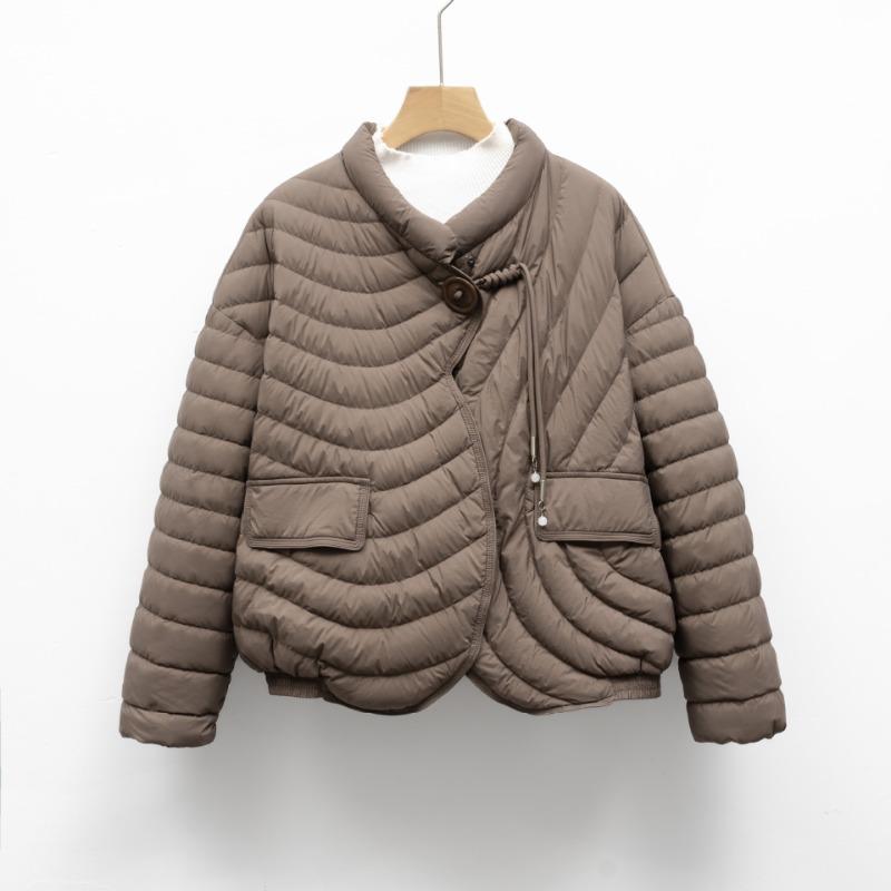 Down jacket new national standard 90 down casual autumn and winter light and simple solid color round neck loose coat