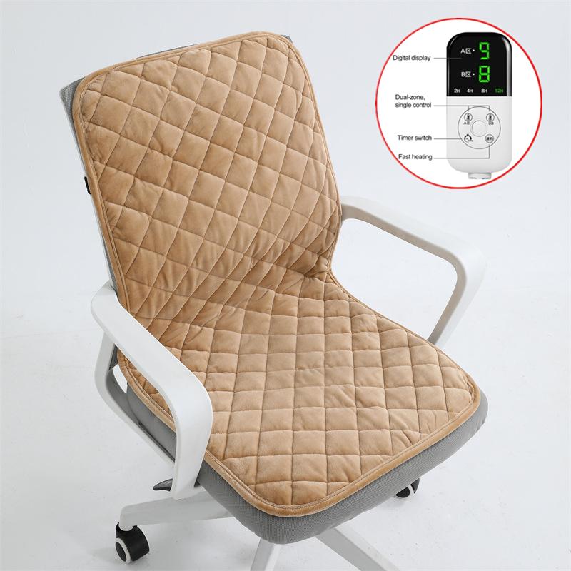 Electric Heated Seat Cushion Office Chair Heating Mat Smart Timer Winter Warming Pad Integrated Backrest Pad