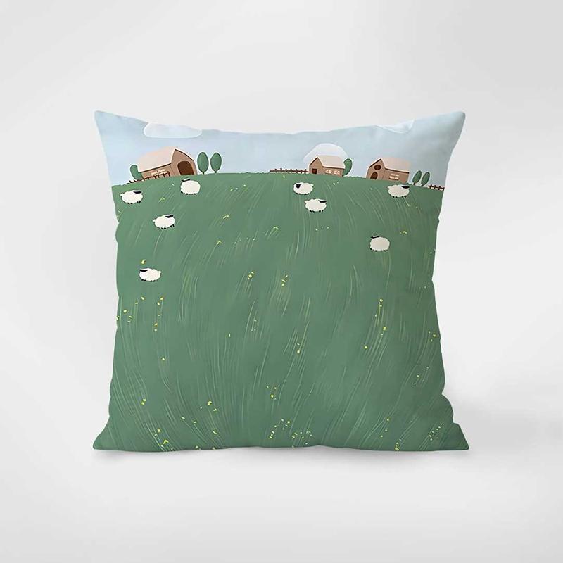 

Pastel Landscape Art Throw Pillow Covers - Countryside, Beach & Windmill Cushion Cases 16x16Inch