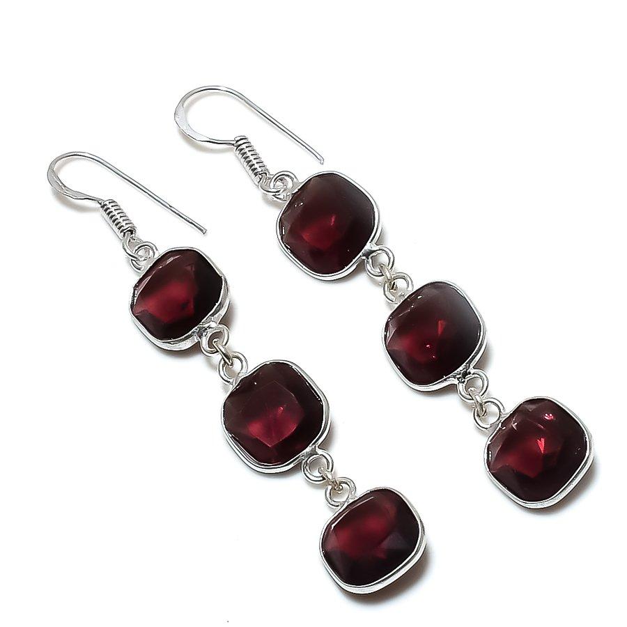 

Серьги ручной работы из стерлингового серебра 925 пробы с натуральным розовым аметистом 2,56 дюйма l9o19