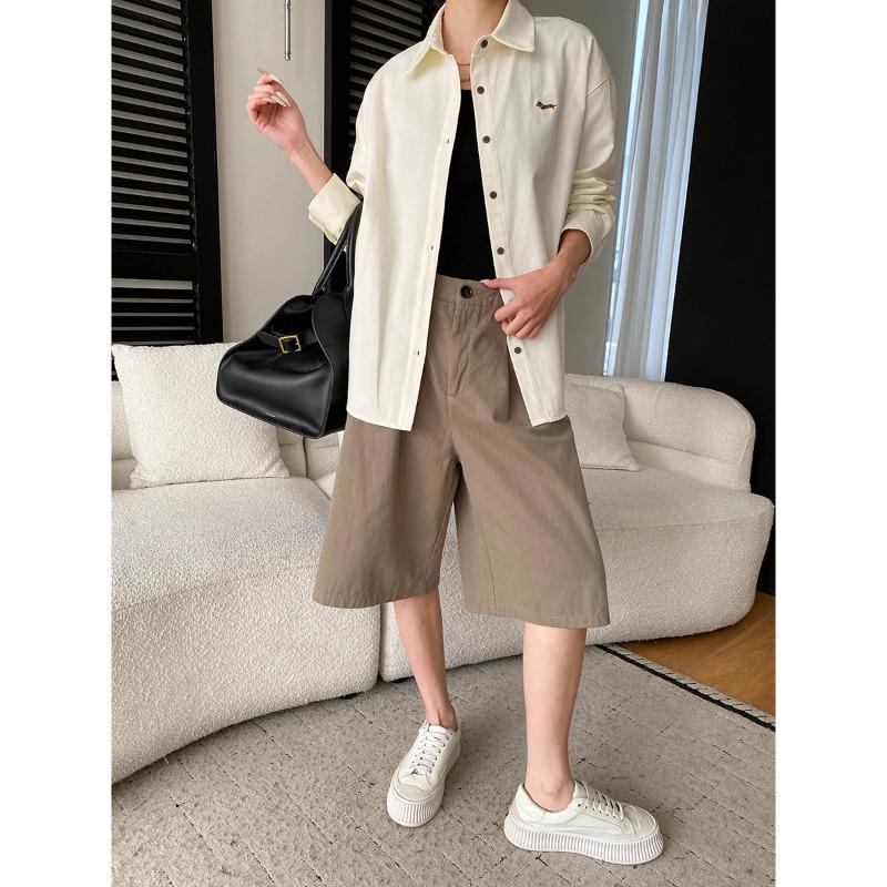 Sinan Early Spring Cartoon Puppy Embroidery Loose Cotton Long Sleeve Shirt