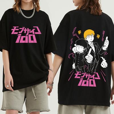 Japon Anime Mob Psycho 100 Tişörtü Shigeo Kageyama Reigen Arataka Grafik Tişörtler Erkek Kadın Moda Rahat Tişört Sokak Giyimi