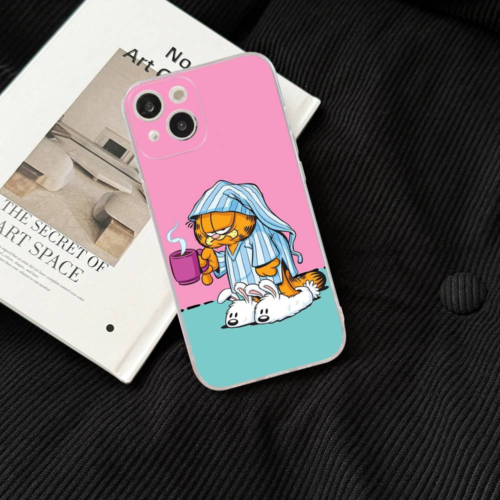 Cartoon Funny G-Garfield For iPhone 11 12 13 14 15 16 17 Pro Max Plus 13 Mini Silicone Soft Transparent Back