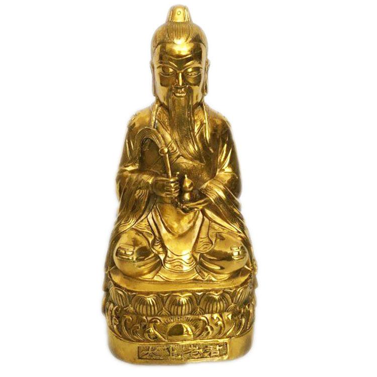 

Brass Taishang Laojun Taoist Deity Statue Home Worship Copper Ornament Craft