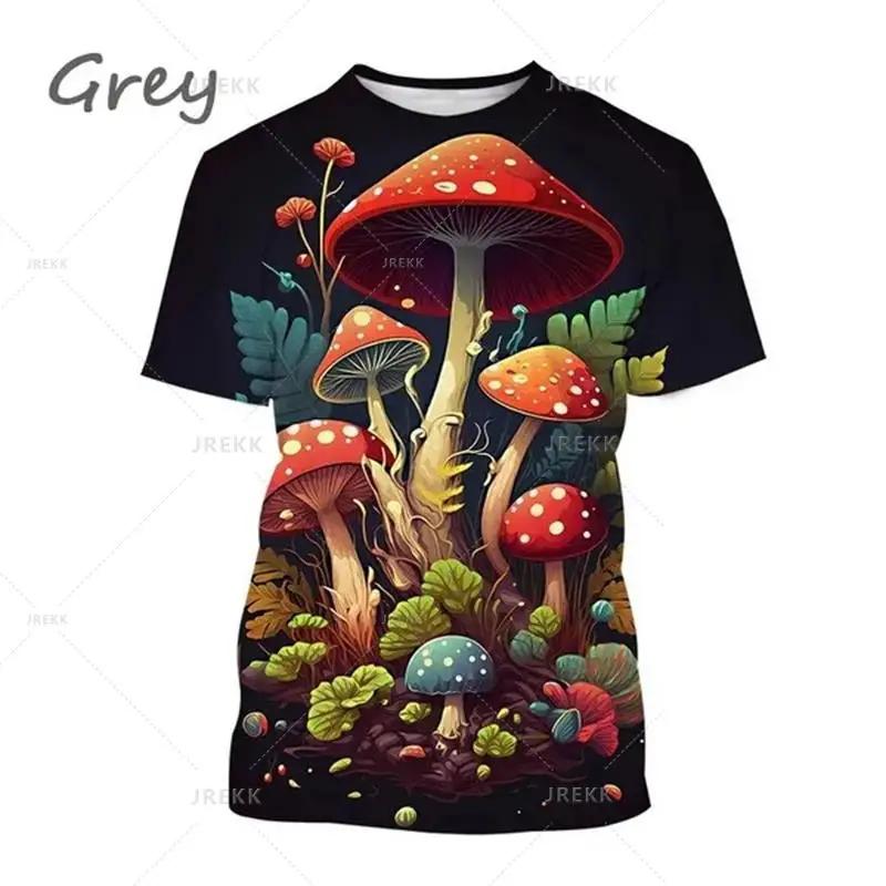 Mushroom 3D Printed T Shirt Plant Pattern Round Neck Short Sleeve Forest Fashion Casual Unisex Tops Tshirt High Quality T Shirt