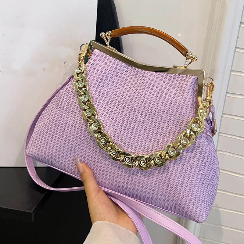 

Дизайнерские сумки-кошельки с зажимом в виде ракушки, сумки на цепочке, сумка на плечо, роскошный вечерний клатч, ярко-розовая сумка и кошелек, шикарные сумки-бродяги фиолетовый