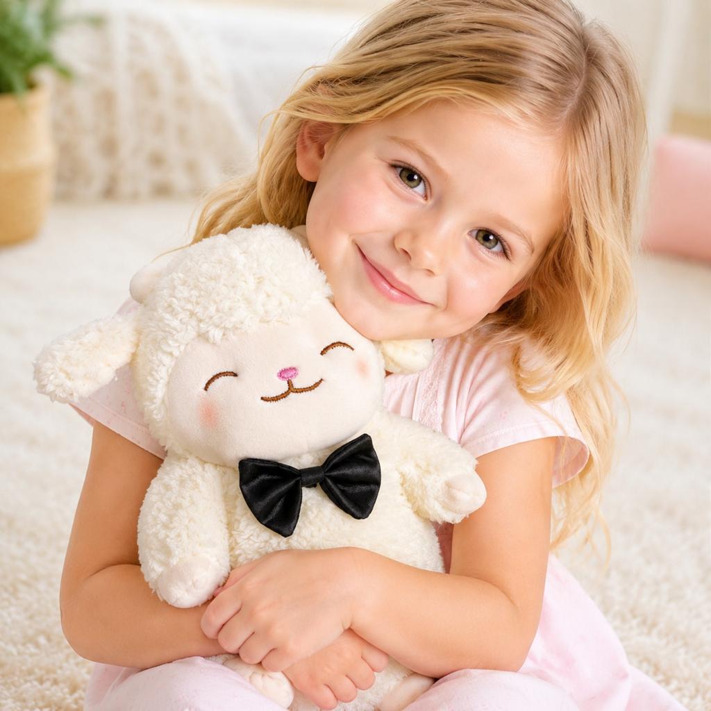 Plush Sheep Stuffed Animal Toy Soft Lamb Doll for Children Boys and Girls Cuddly Sleeping Pillow Comfort Doll Gift for Kids Nursery Room Decor 30cm