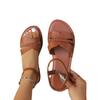2025 Foreign Trade New Casual Flat Roman Sandals with One-word Buckle Strap Cross-woven Large-size Women's Shoes