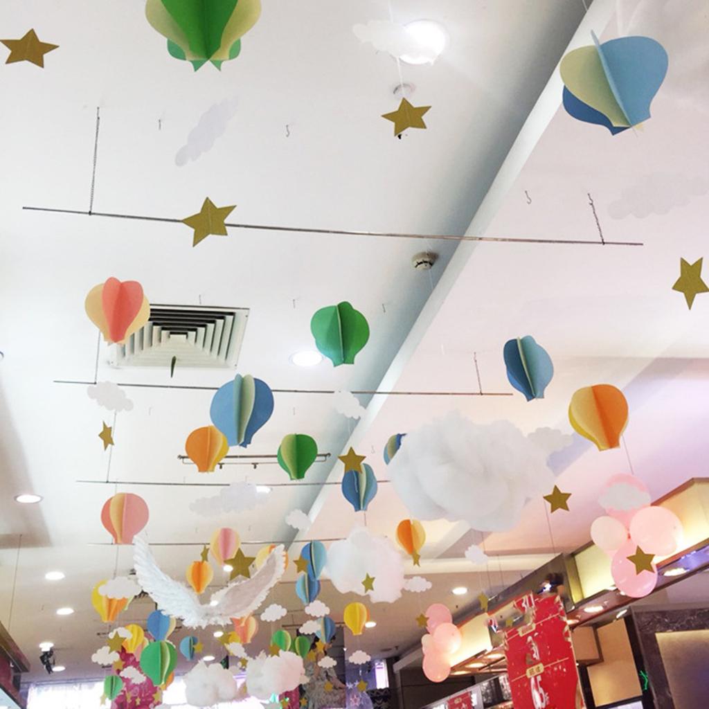 3D Hot Air Balloon Hanging Paper Pendant for Party Gathering Birthday Party Wall Ceiling Hanging Ornament for Formal