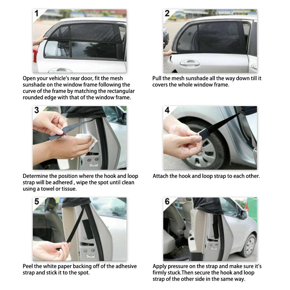 

4Pcs Car Front Rear Window Sun Shade Nylon Mesh Black For Shading Mosquito Protection Car Accessories Universal Accessories United States