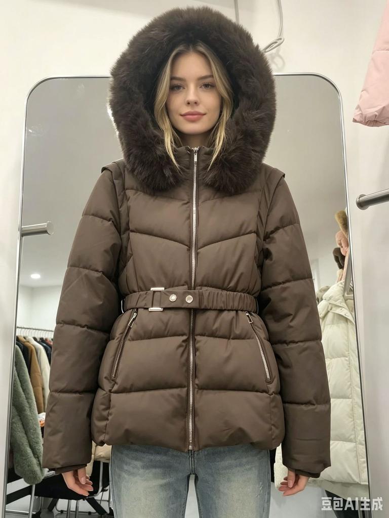 Winter thickened slim-fitting cotton-padded clothes, new fashion fur collar down cotton-padded jacket, women's cotton-padded clothes to keep warm