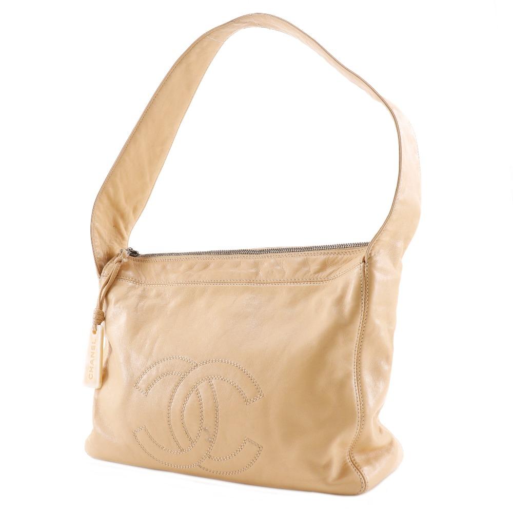 CHANEL COCO Mark Shoulder Bag beige lambskin Women Used