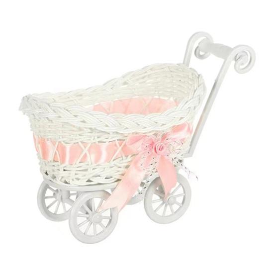 Rattanowy Koszyk na Kwiaty do Wózka Mały Tkany Koszyk do Przechowywania Uchwyt na Sztuczne Kwiaty