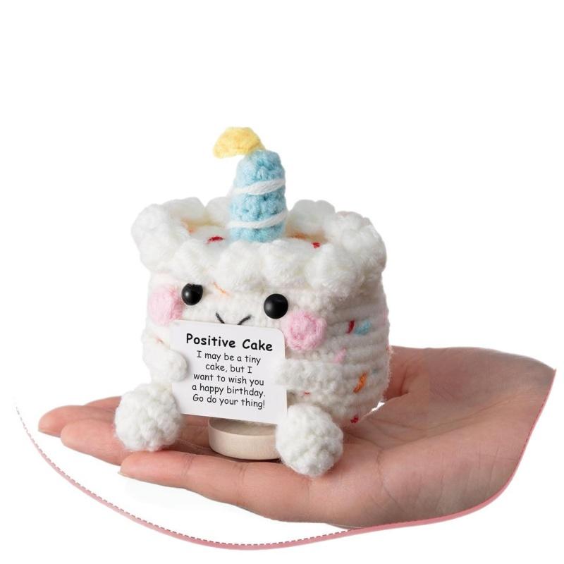 Handmade Crochet Food Doll - Emotional Support Positive Energy Pizza Dumpling Desktop Ornament for Office Home Christmas Gift