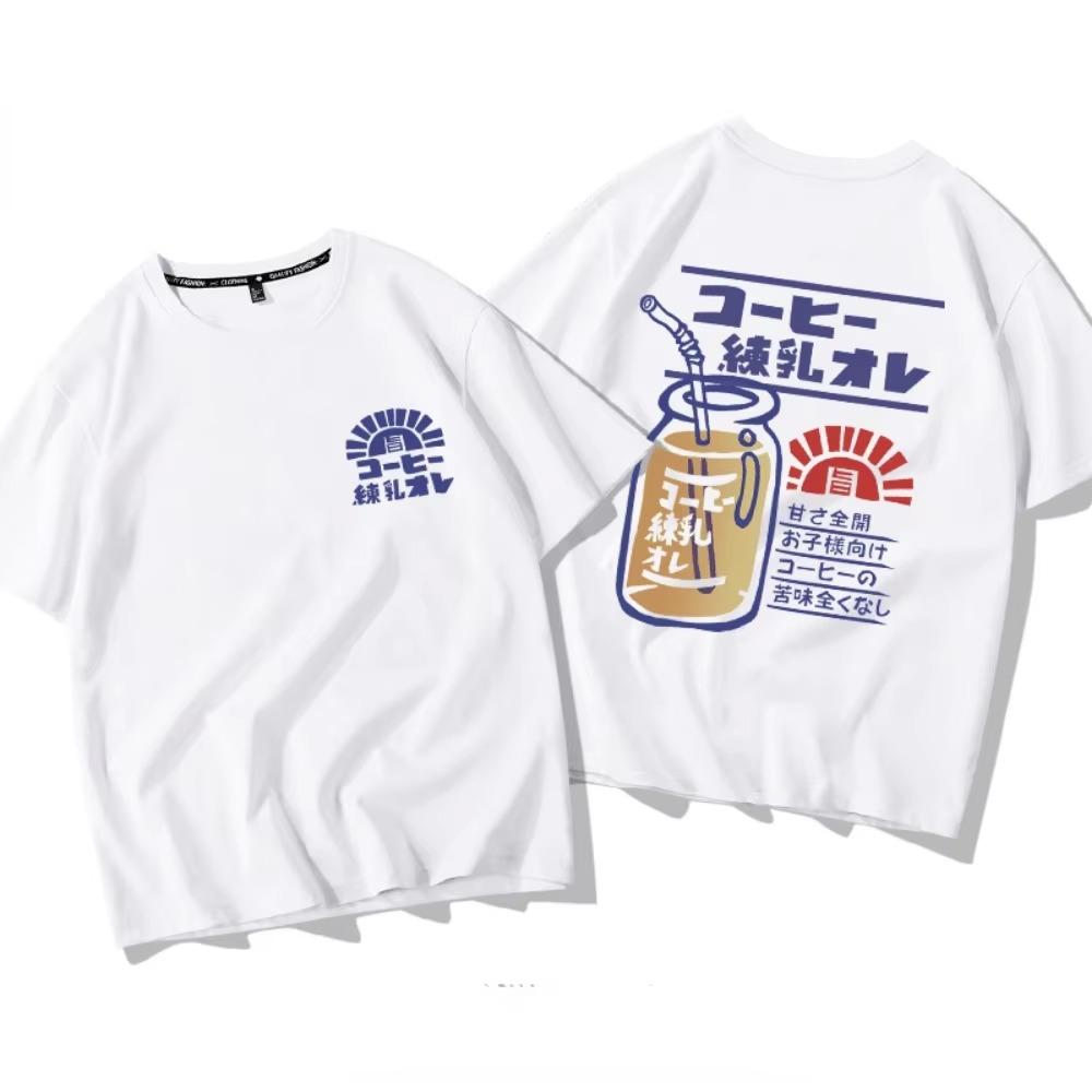 Summer Fashion Heavyweight Retro Men's English Letters 100% Cotton Printed Round Neck High-quality Casual Fitness Street T-shirt