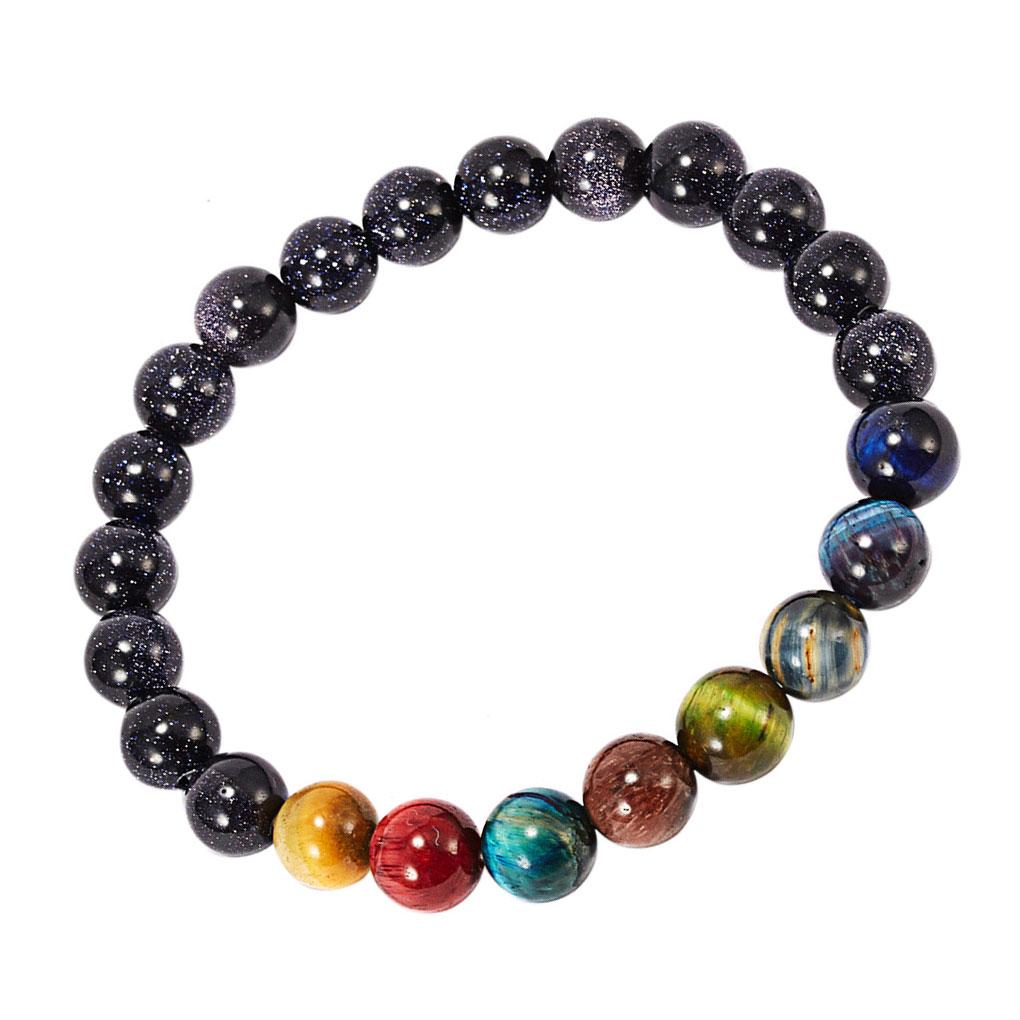 Natural Stone Beads Bracelet Women Men Beads Wristband Bangle Elastic Cord Unisex Bracelet Jewelry BR18Y0533-3