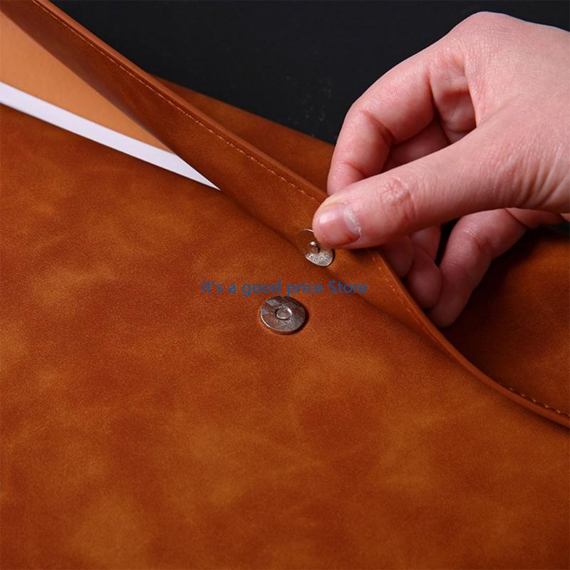 Leather Document Folder Closure File Organiser Storage Pouches 100 Sheets Capacity for School Office Supplies