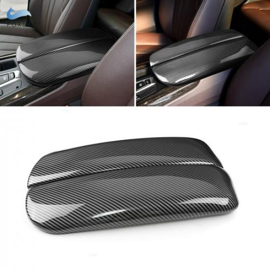 2x ABS Carbon Fiber Center Console Armrest Cover For BMW X5 X6 F15 F16 2014-