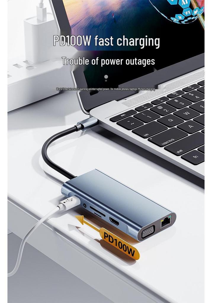 New USB-C Eleven-in-One Gigabit Docking Station with USB 3.0 and VGA Expansion for Laptops