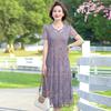 Floral Print Maxi Dress Middle Aged Women Summer The Season Slimming Tunic Length Skirt