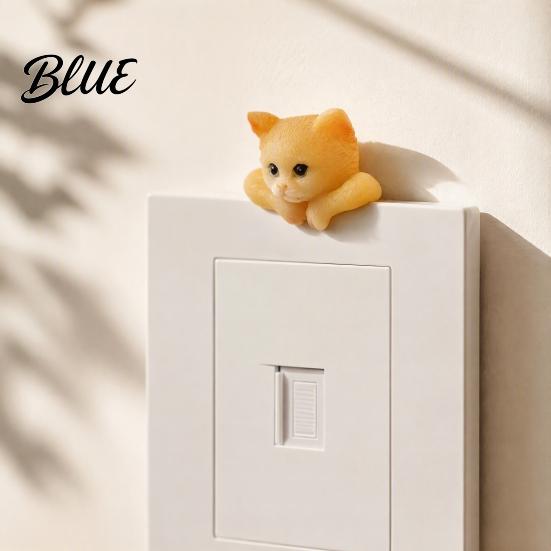 Resin Home Decoration Ornaments 3D Cute Animal Light Switch Sticker Cartoon Pig Cat Mermaid Frog Wall Small Desktop Ornament Crafts Stickers,
