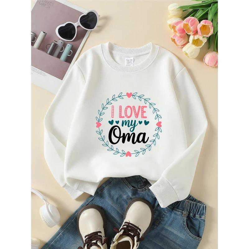 European sizes Kids Crewneck Sweatshirt - I Love My Oma Heart Wreath , Sportswear And Casual Wear, Soft And Comfortable 110 белый