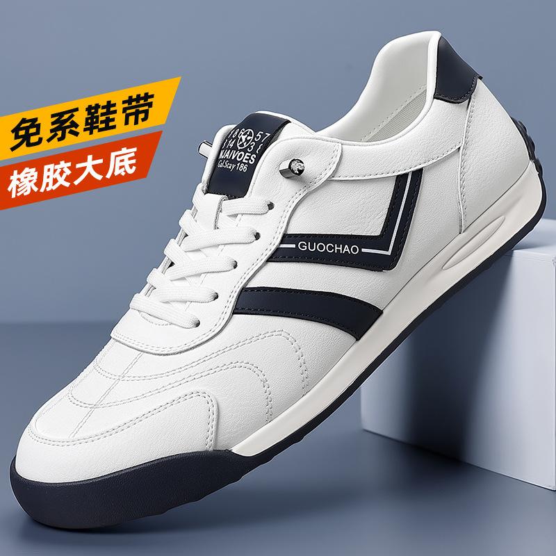 

2025 Весна и осень Новые мужские кожаные туфли для отдыха на открытом воздухе, мужские кожаные туфли с круглым носком, модные повседневные туфли для мужчин 2302 44 белый