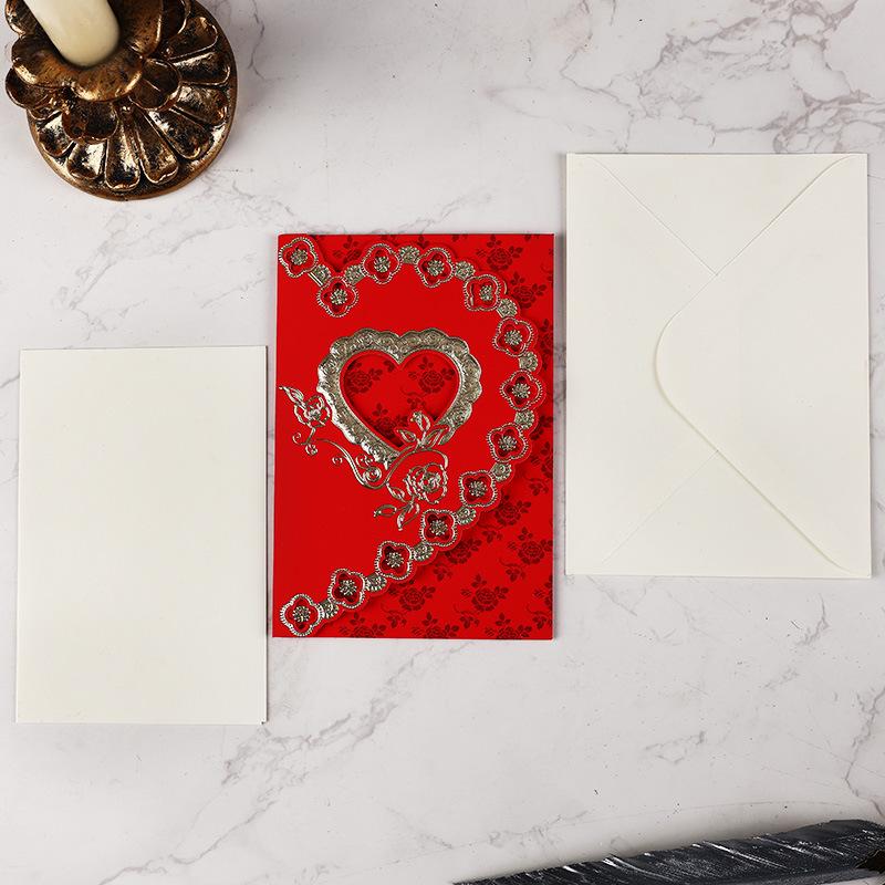 Luxury Wedding Invitation Card with Heart Design and Envelope, Printable Content Included