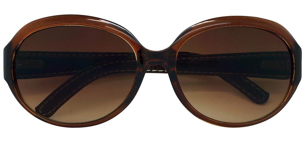 GLADELI Dark Brown Brown Sunglasses with Leather by Sabae Planning G91-89A Extract/Half Women's (Oval Temples)