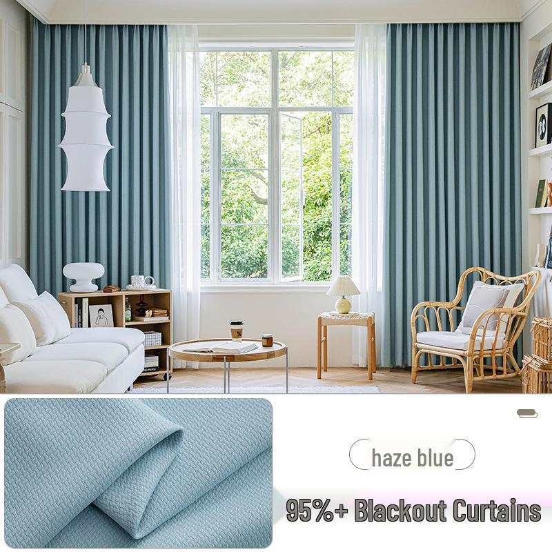 2025 Dual-Sided Blackout Curtains - Rice Grain & Pea Cotton for Living Room, Bedroom, Balcony