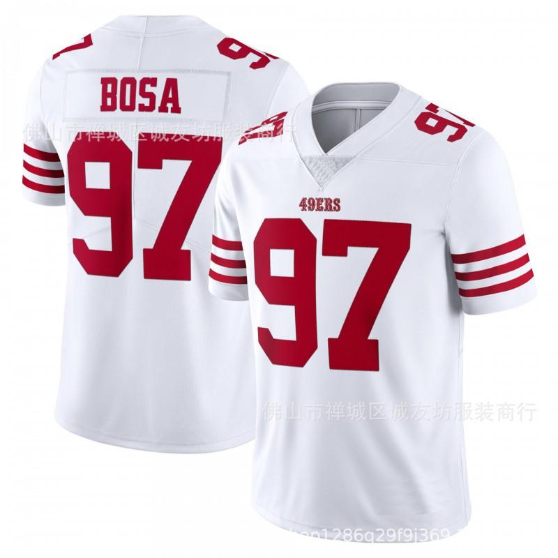 NFL 49ers Nick Bosa 97 Football Jersey Grey Reverse Mens Sports Fan