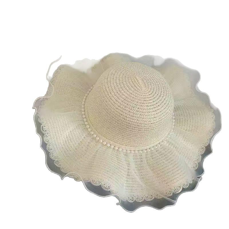 Lace Bow Straw Hat - Women's Summer Wide Brim Sun Hat for Beach & Vacation