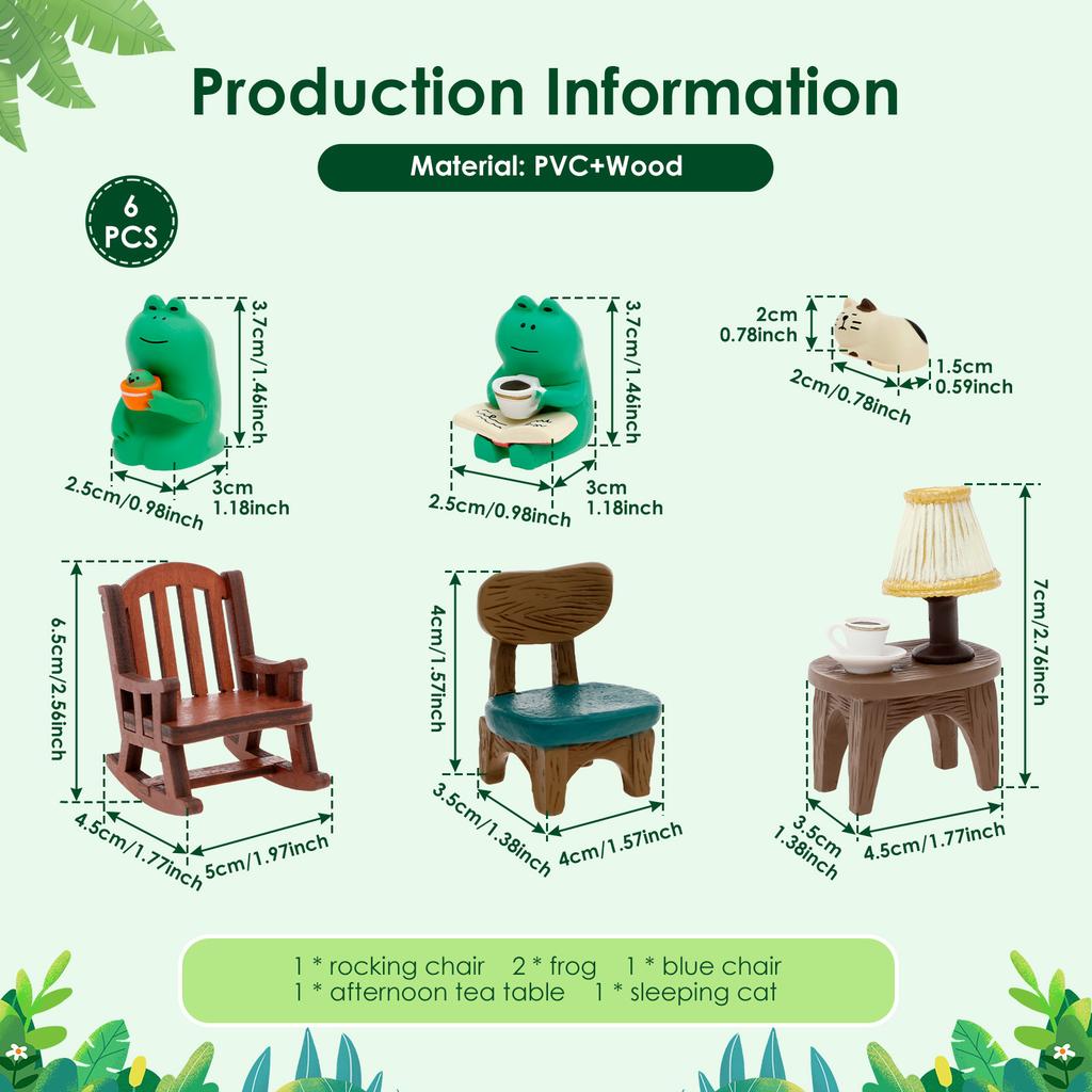 6/7Pcs Mini Frog Figurines Ornamen Funny Desk Decor for Home Bedroom Decor Birthday Gift Simulated Miniature Animal Collectible