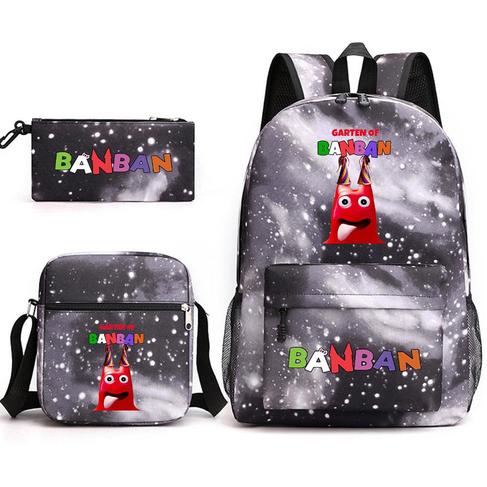 Three-piece Foreign Trade Schoolbag Casual Canvas Backpack Male and Female Students Backpack Printing