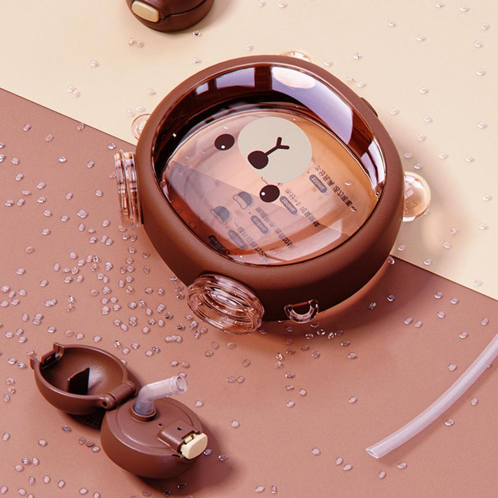 Großes Fassungsvermögen 750ml Niedlicher Bären-Wasserkocher Becher mit Strohhalm Sommer Silikon-Strohhalm Trinkbecher Kinder Wasserbecher Für die Schule