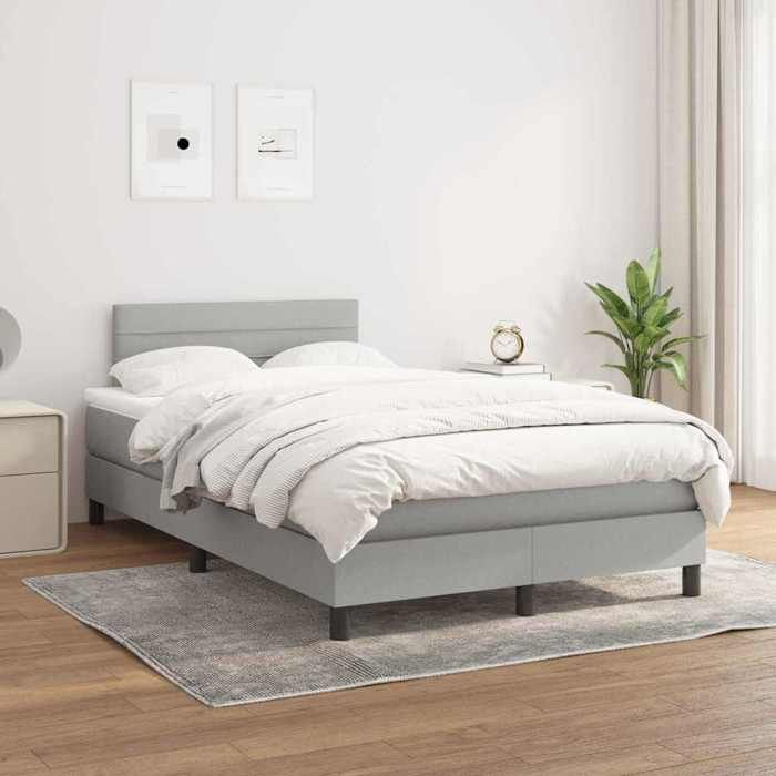Maison Exclusive - Bedbodem met lattenbodem en matras lichtgrijs 120x190 cm stof