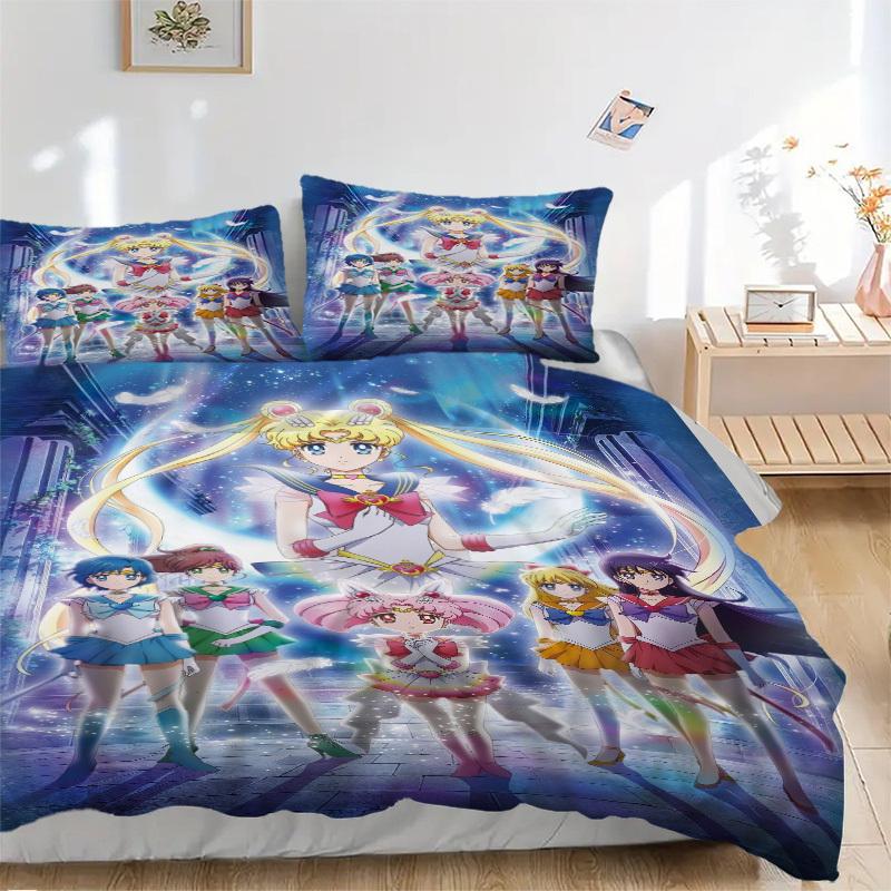 

Набор постельного белья Sailor Moon Crystal Пододеяльник Подарок для спальни, Включает 1 пододеяльник и 2 наволочки, Без вставкиB383 135x200cm