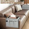 Couch Cup Holder Tray Couch Drink Holder Caddy Sofa Armrest Organizer with Side Pockets for Remotes Cell-Phone Tablet Snack