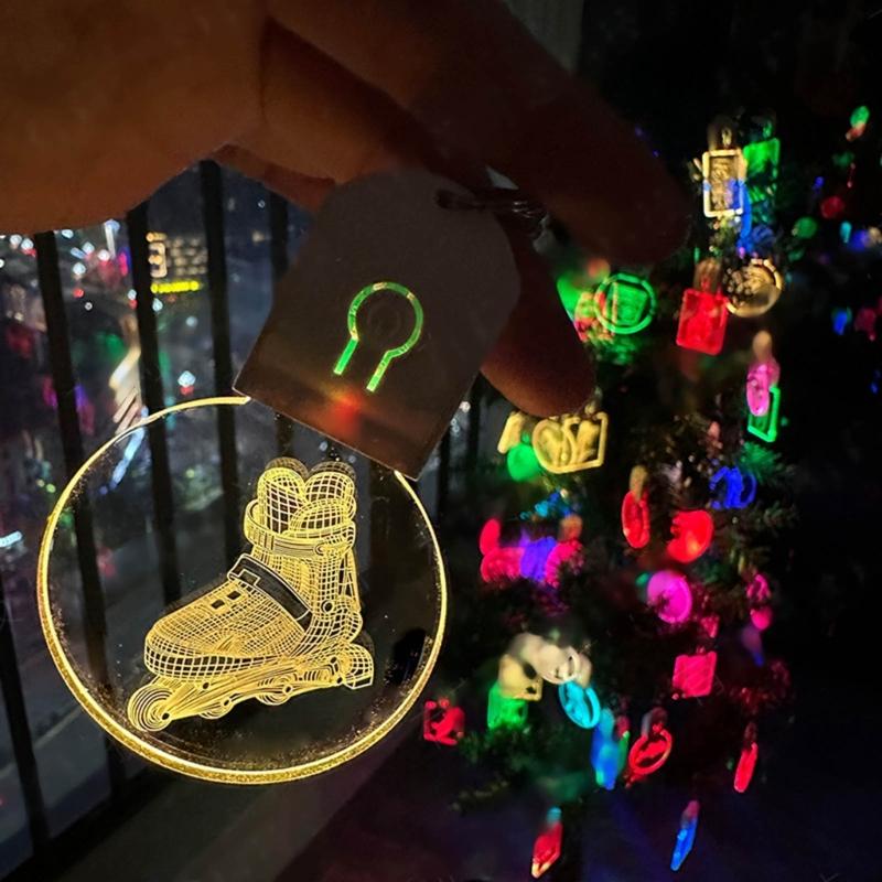Light Up Hanging Ornaments Rechargeable DIY Acrylic Blank Pendant Charm with Rope for Festival Wedding Party Home Decor